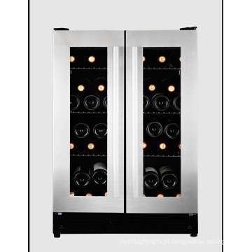 Refrigerador de vinho com ventilador e moldura de porta de aço inoxidável